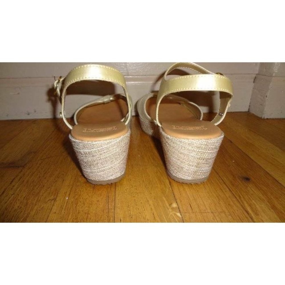 UGG Platform Canvas Sandals Shoes Metallic Beige 6 - Picture 6 of 8